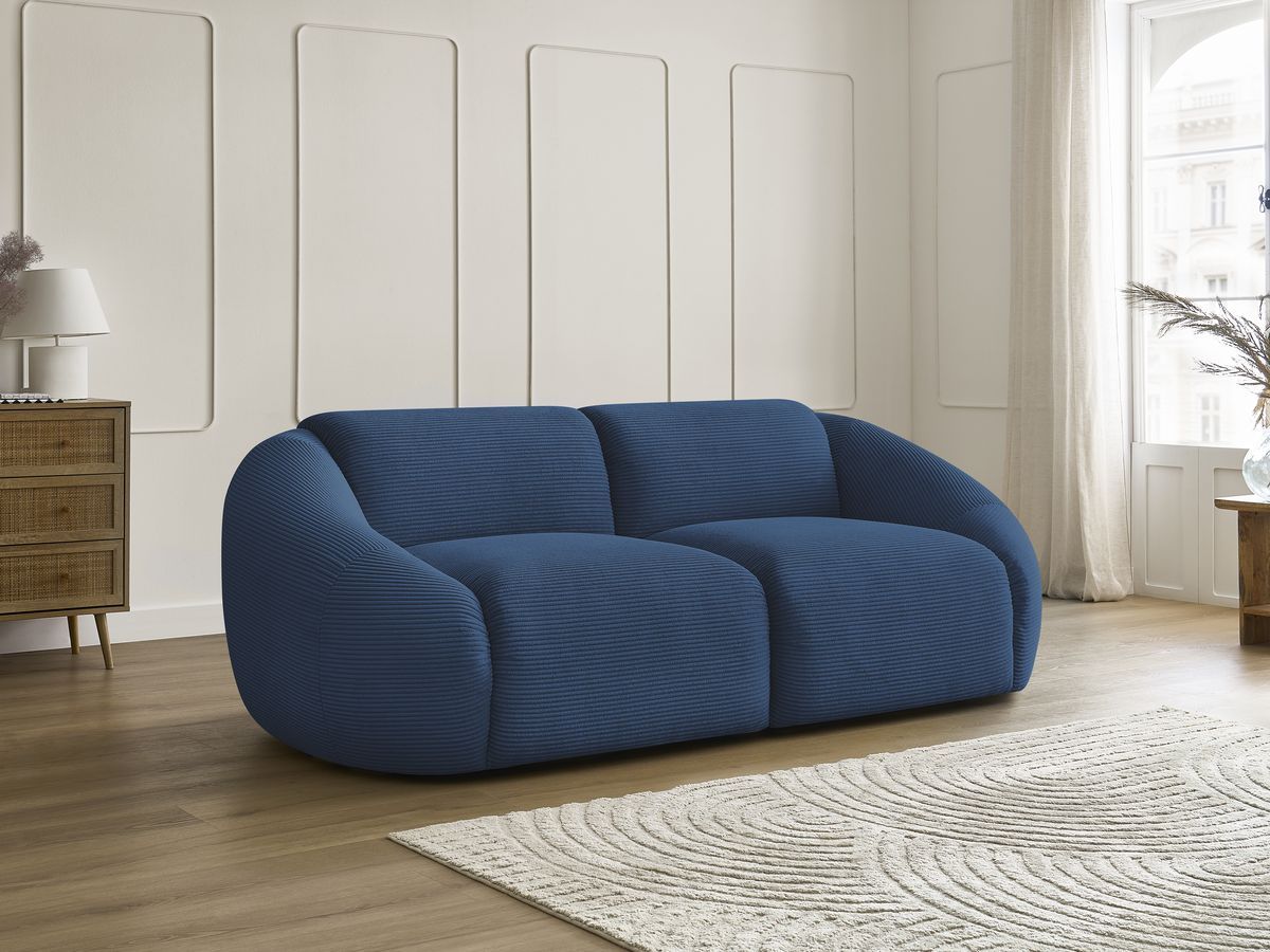 Bobochic Tina Sofa 2-Sitzer Cordsamt Dunkelblau