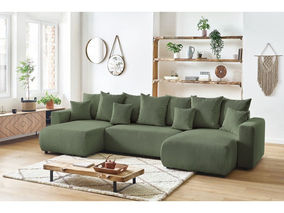 Bobochic Envy Wohnlandschaft mit Pouf Cordsamt Grün