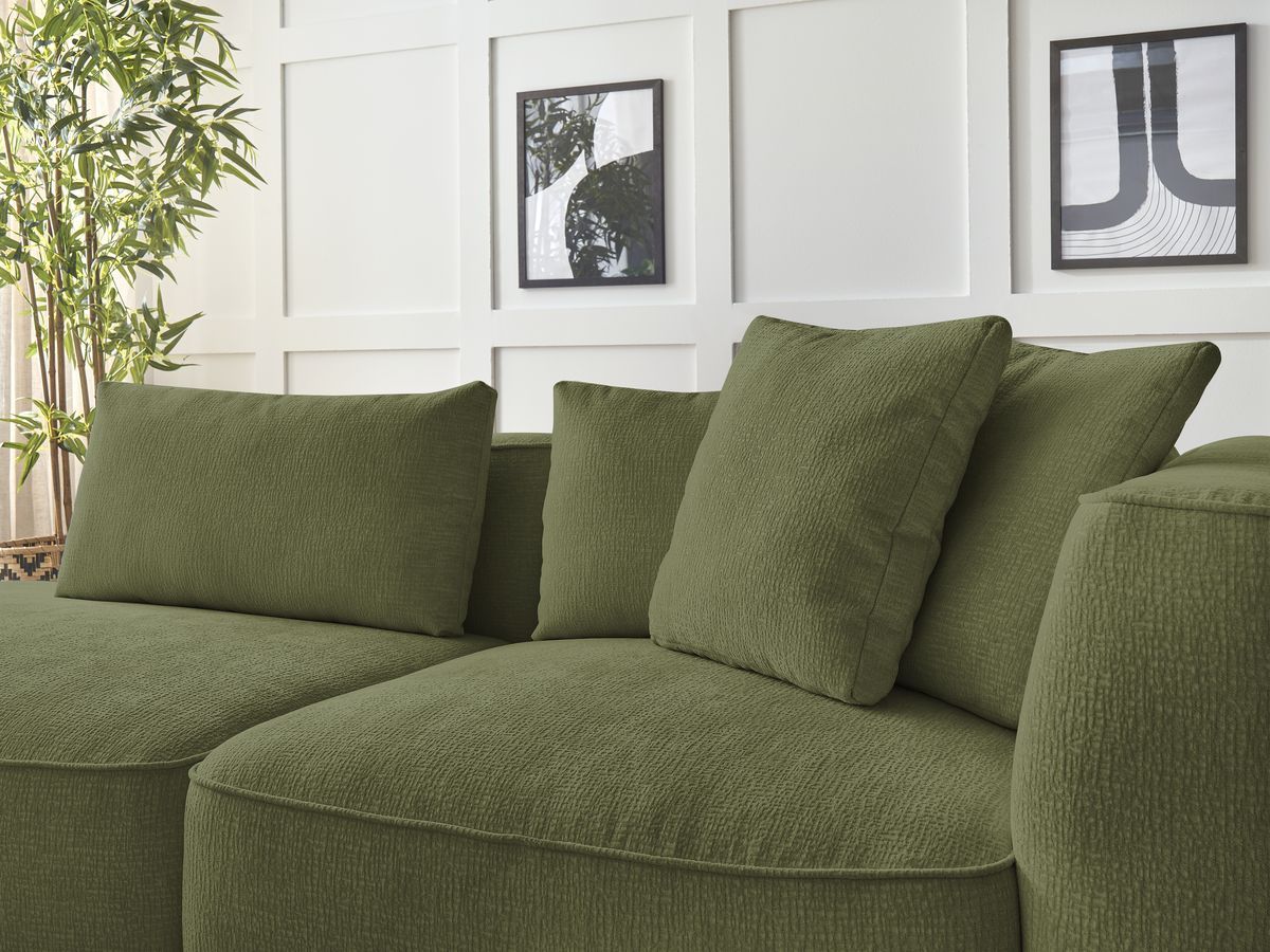 Bobochic Leopold Sofa 3-Sitzer Strukturstoff Dunkelgrün Armlehne rechts