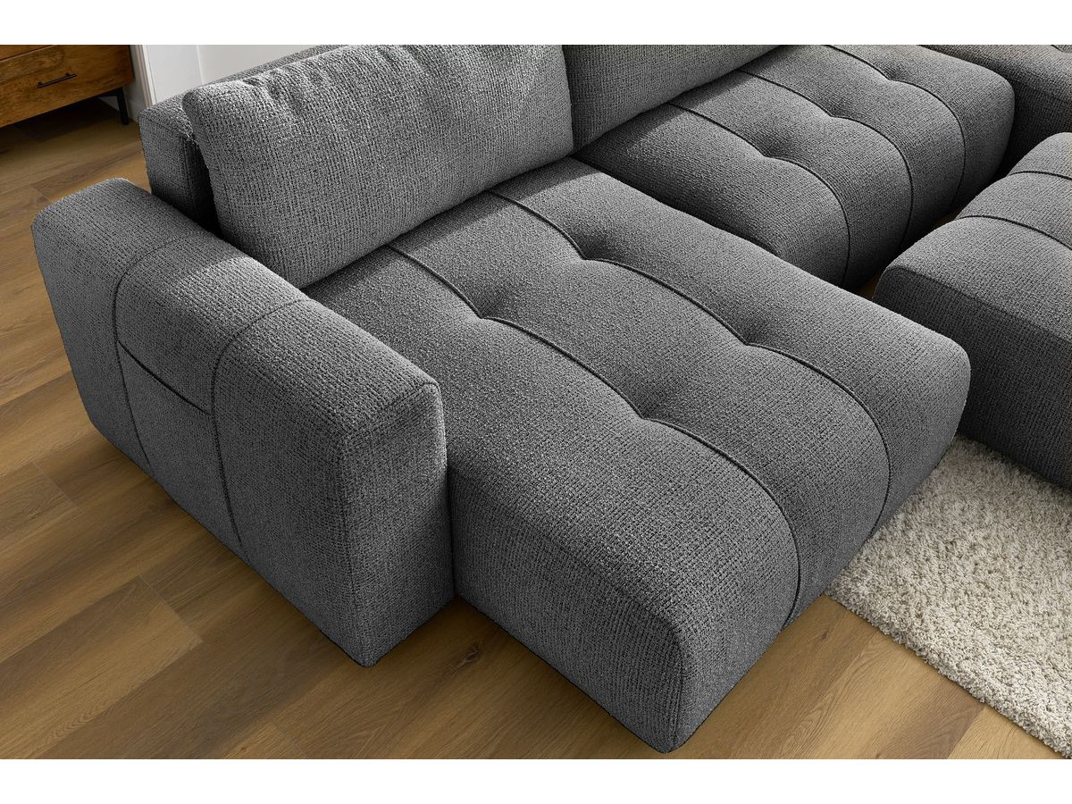 Bobochic Arsene Wohnlandschaft mit Pouf Melange-Stoff Dunkelgrau Ecke links