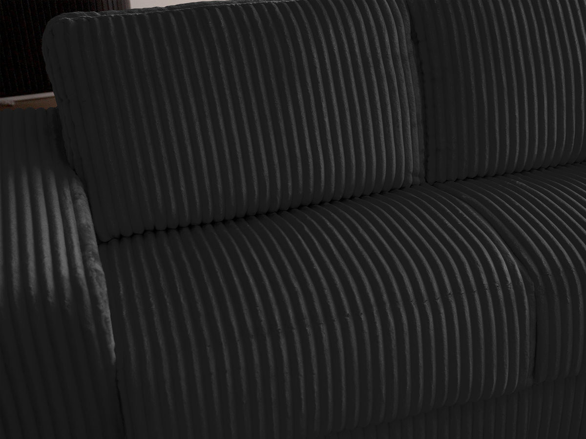 Bobochic Ibiza Schlafsofa 3-Sitzer Cordsamt Schwarz, Liegefläche 140 × 196 cm