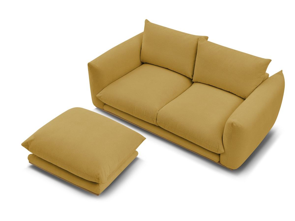 Bobochic Ernest Sofa 3-Sitzer mit Pouf 193 × 106 cm Stoff Gelb