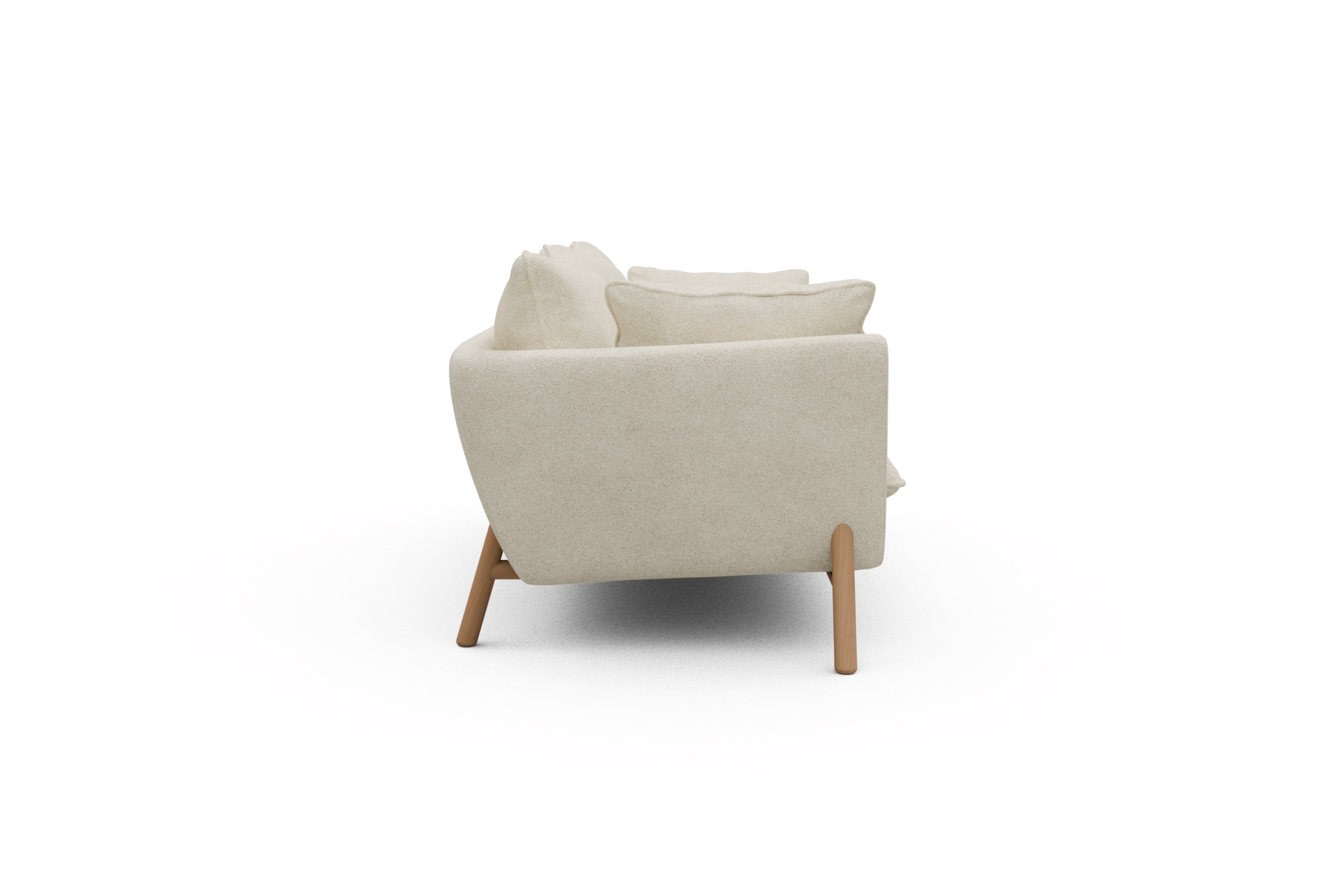 Sofa Emil PREMIUM 2-Sitzer Beinfarbe Eiche Natur Boucle-Off-White