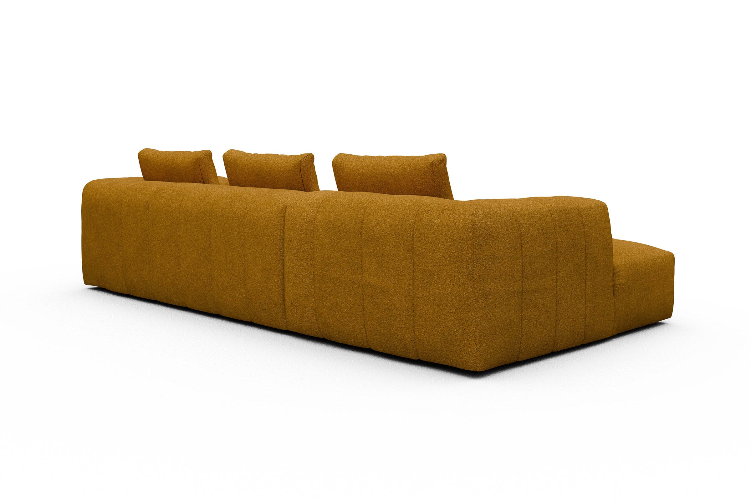 Ecksofa Hugo 2,5-Sitzer Armlehne rechts mit Chaiselongue Boucle-Ochre