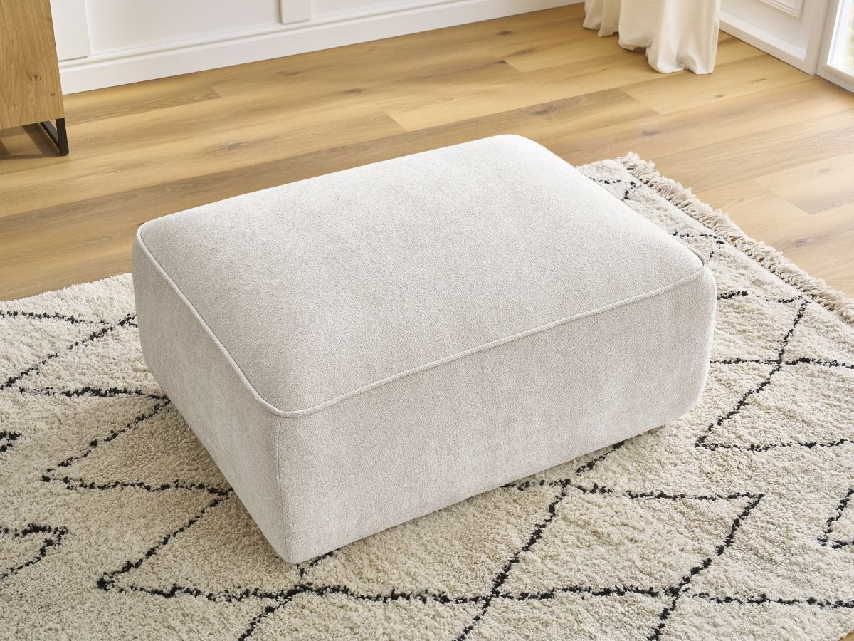 Bobochic Zephyr Pouf Strukturstoff Weiß