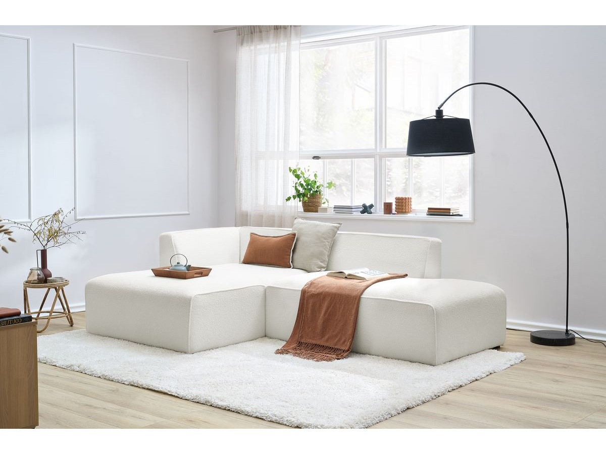 Bobochic Megeve Ecksofa Bouclé-Stoff Weiß Ecke links
