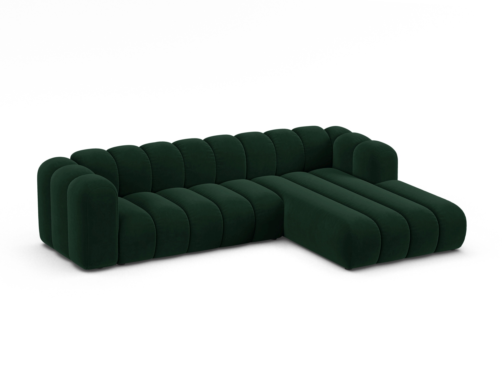 Micadoni Modulares Ecksofa Lupine 4-Sitzer Rechts Samt Salvador Flaschengrün