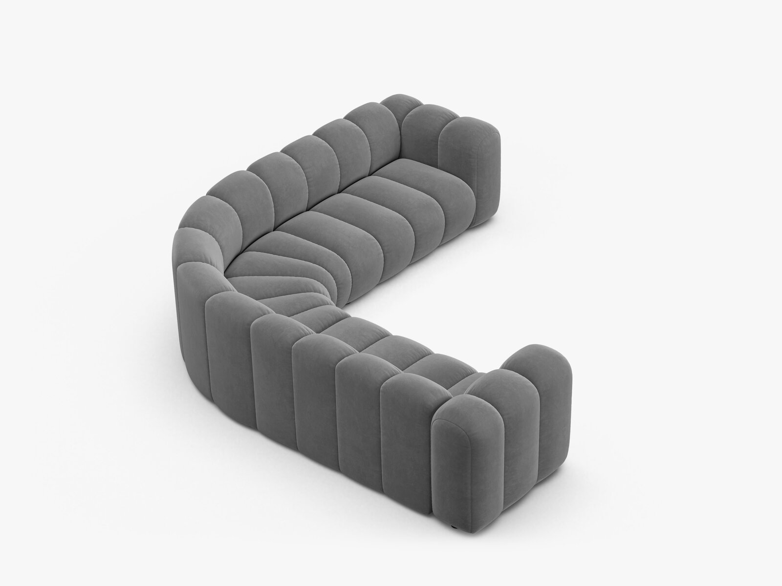 Micadoni symmetrisches Ecksofa Lupine 5-Sitzer mittelgroß Samt Venus Hellgrau