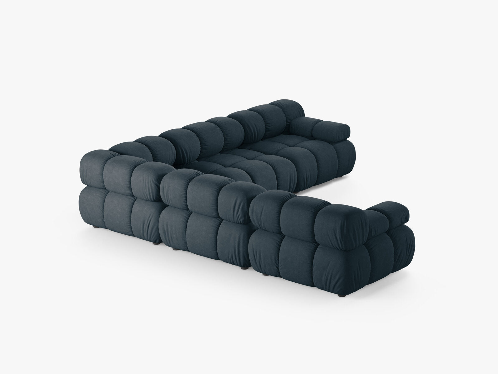 Micadoni Symmetrisches Ecksofa Bellis 5-Sitzer Strukturierter Stoff Liberty Dunkel Petrol