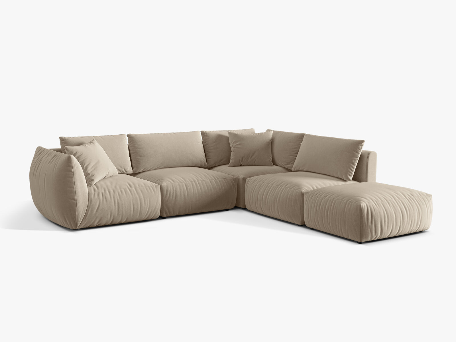 Micadoni Modulares Ecksofa Chris 4-Sitzer Rechts Samt Ecru