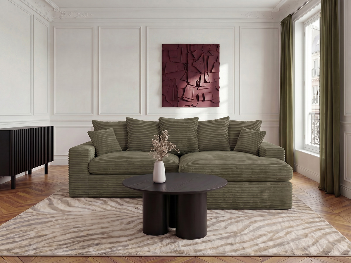 Bobochic Nevada Ecksofa Breitcord weich Grün