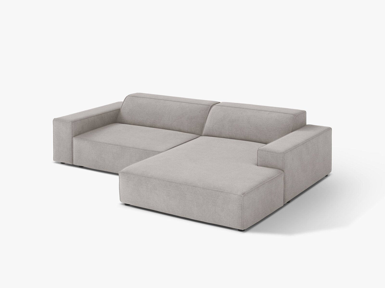Micadoni Ecksofa Jodie 3-Sitzer Strukturierter Stoff Liberty Hellgrau Rechts