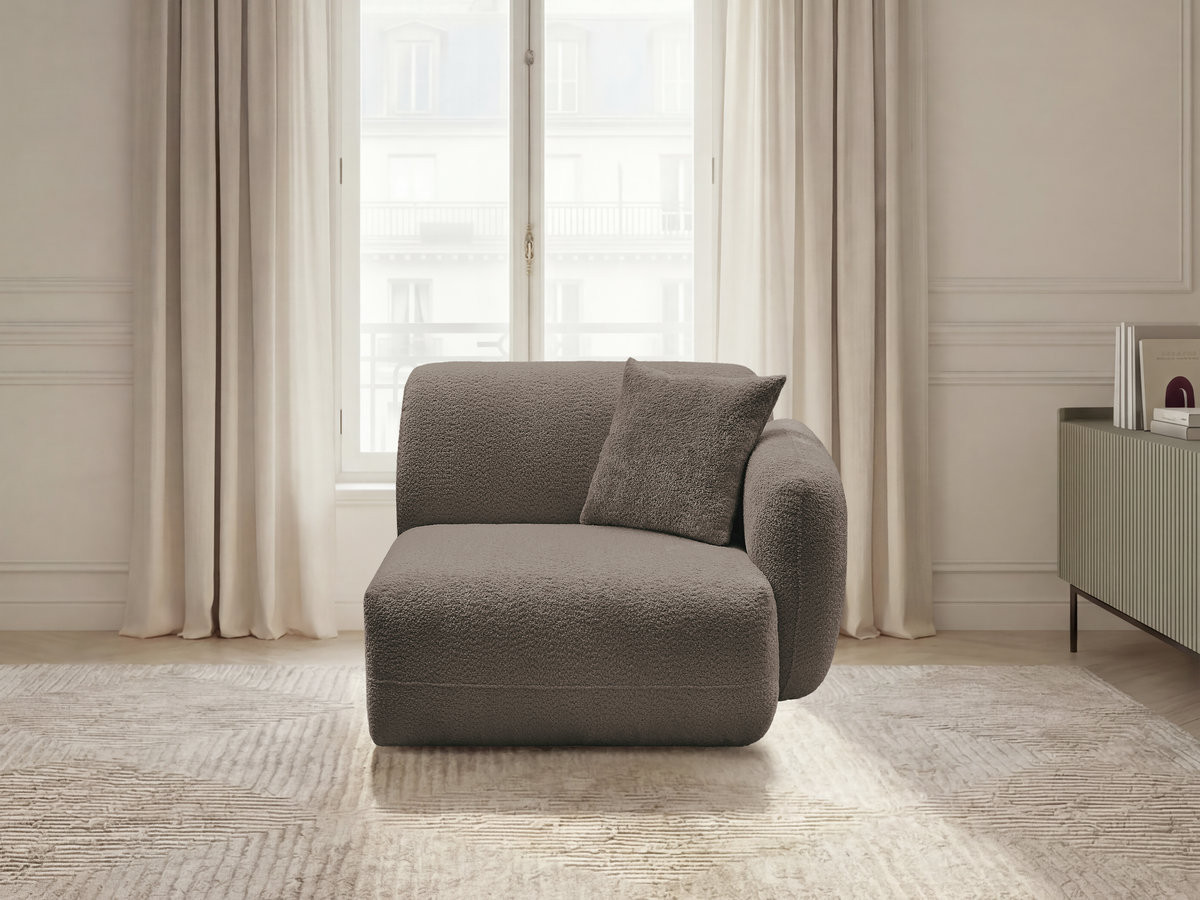Bobochic Anda Sofamodul 1-Sitzer 104 × 103 cm Chenille Taupe Ecke rechts