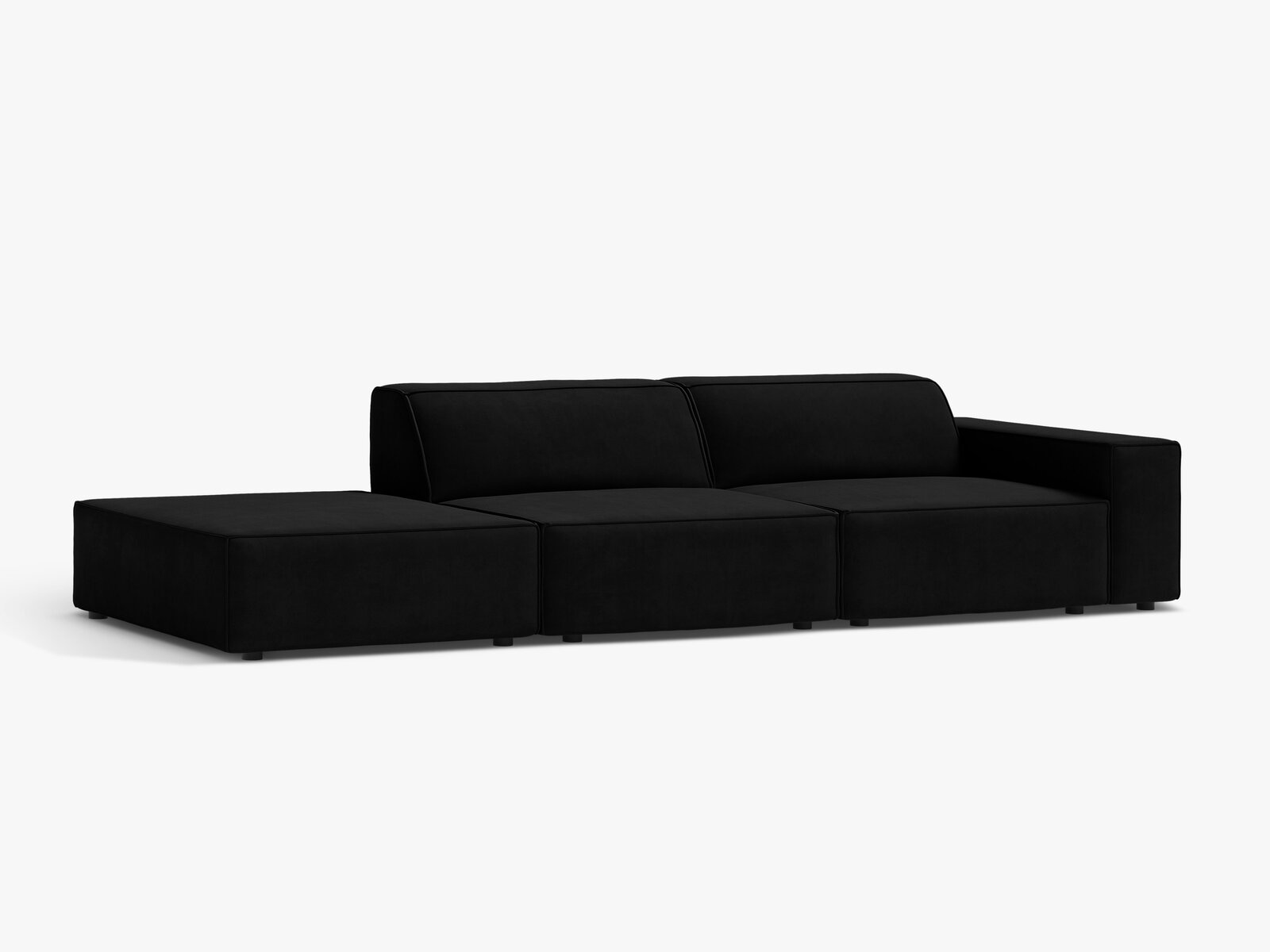 Micadoni Sofa Jodie 3-Sitzer Links Samt Bluvel Schwarz