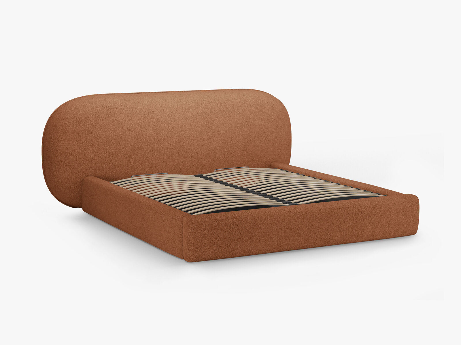 Micadoni Stauraumbett mit Kopfteil Ovalo Boucle Baloo Terrakotta 140x200