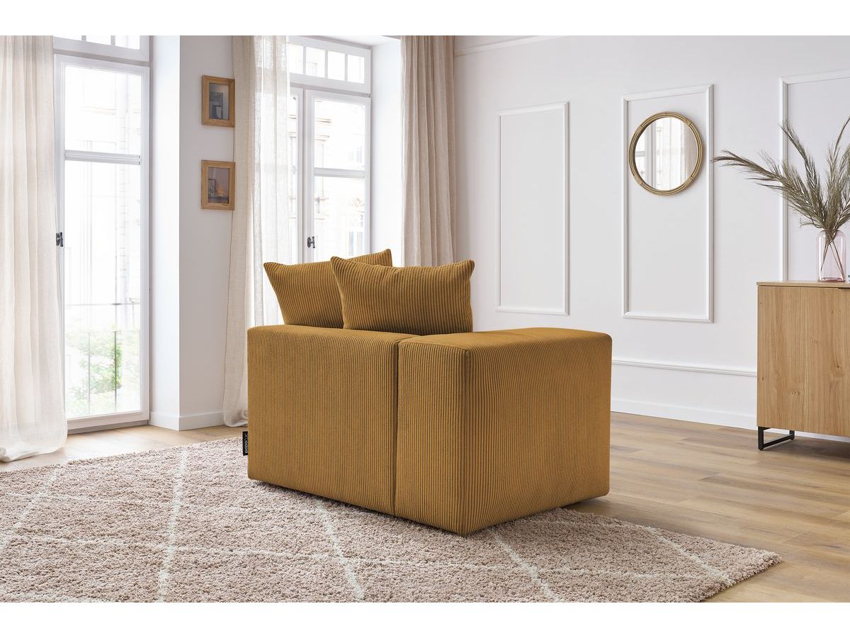 Bobochic Voltaire Sofamodul 1-Sitzer 130 × 100 cm Cordsamt Gelb Ecke links
