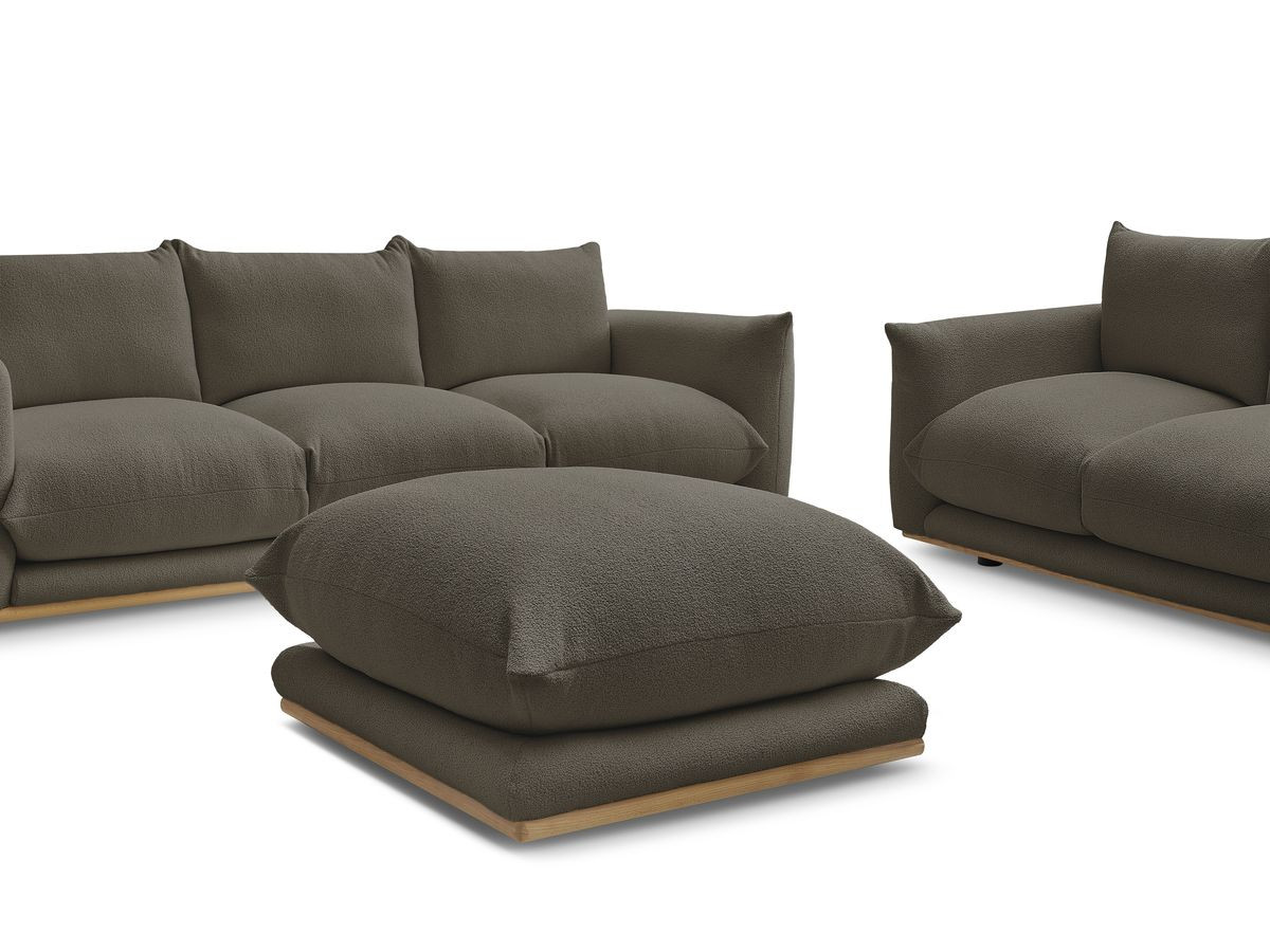 Bobochic Ernest Sofa 5-Sitzer mit Pouf Bouclé-Stoff Braun