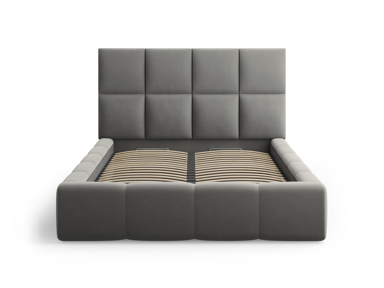 Cosmopolitan Design Stauraumbett mit Kopfteil Livigno 200x200 Samt Bluvel Hellgrau