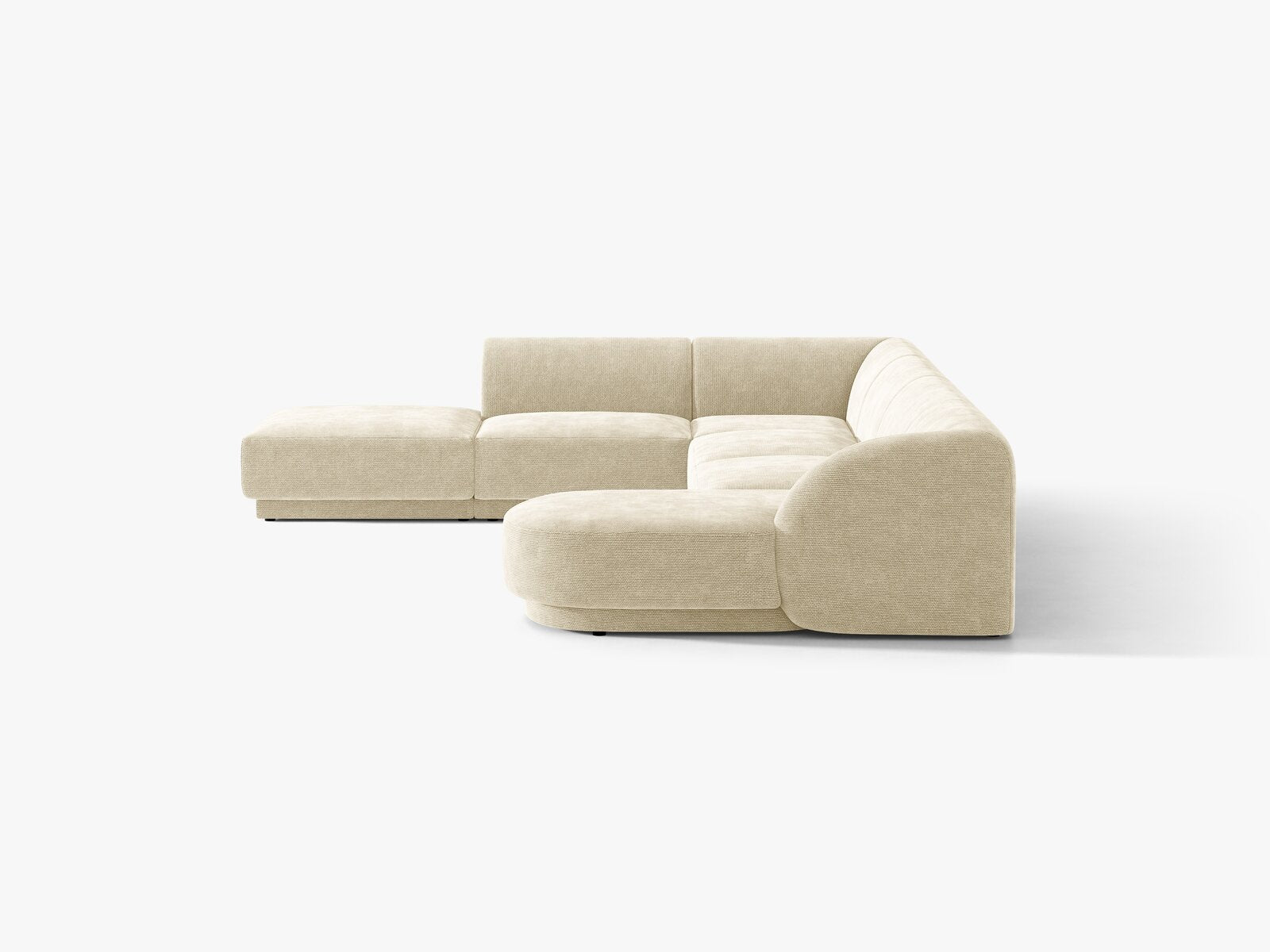 Micadoni Panorama-Ecksofa Miley 6-Sitzer Links Chenille Haga Helles Beige
