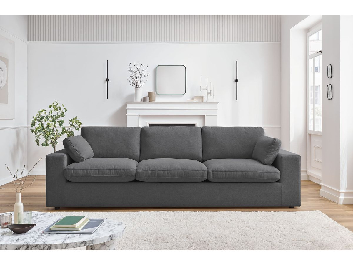 Bobochic Belair Sofa 3-Sitzer 250 × 93 cm Stoff Dunkelgrau