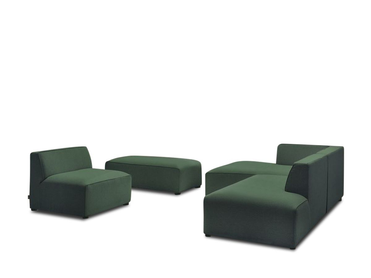 Bobochic Megeve Ecksofa mit Pouf Melange-Stoff Grün Ecke links