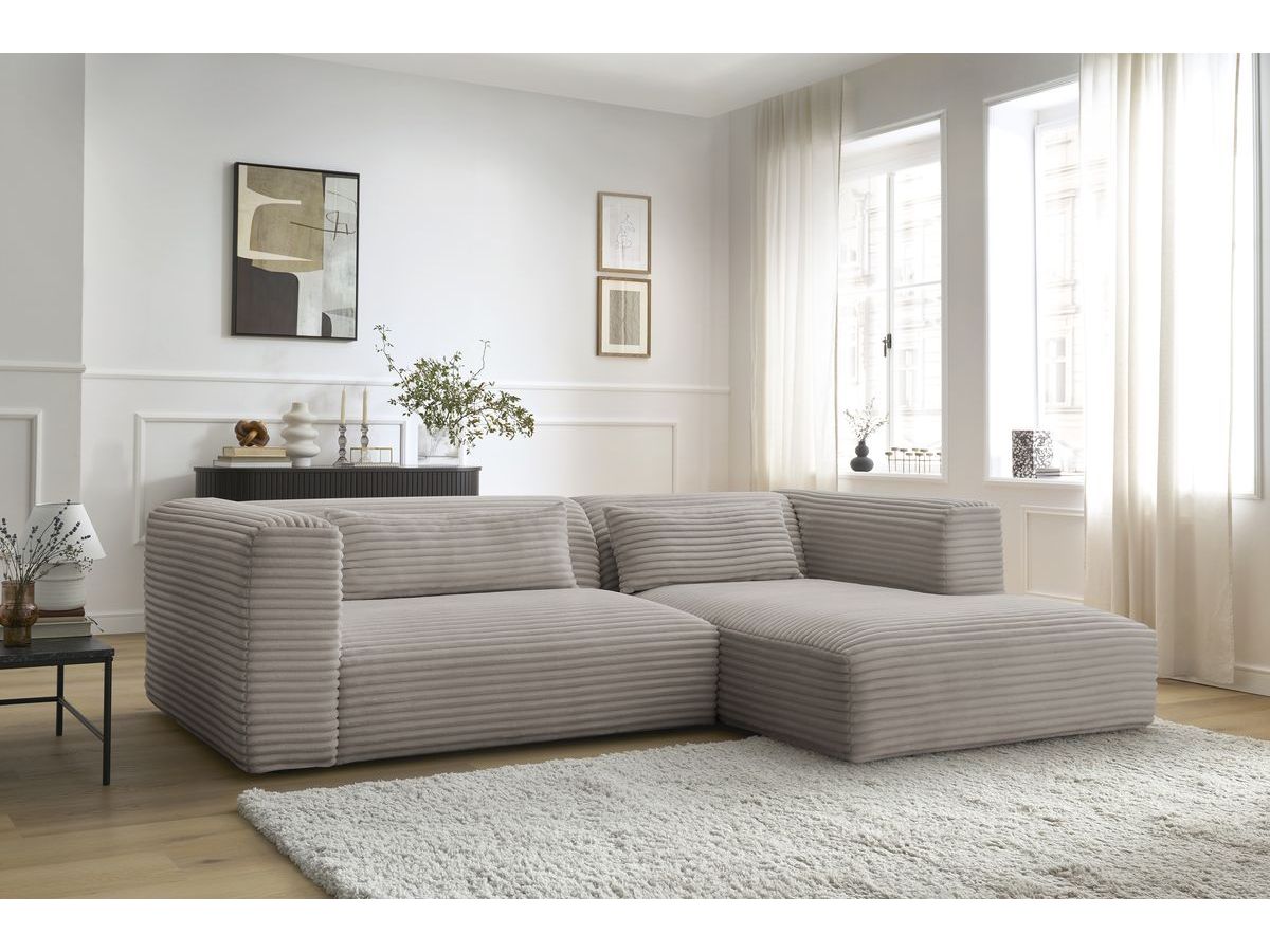Bobochic Harry Ecksofa Breitcord weich Taupe Ecke rechts