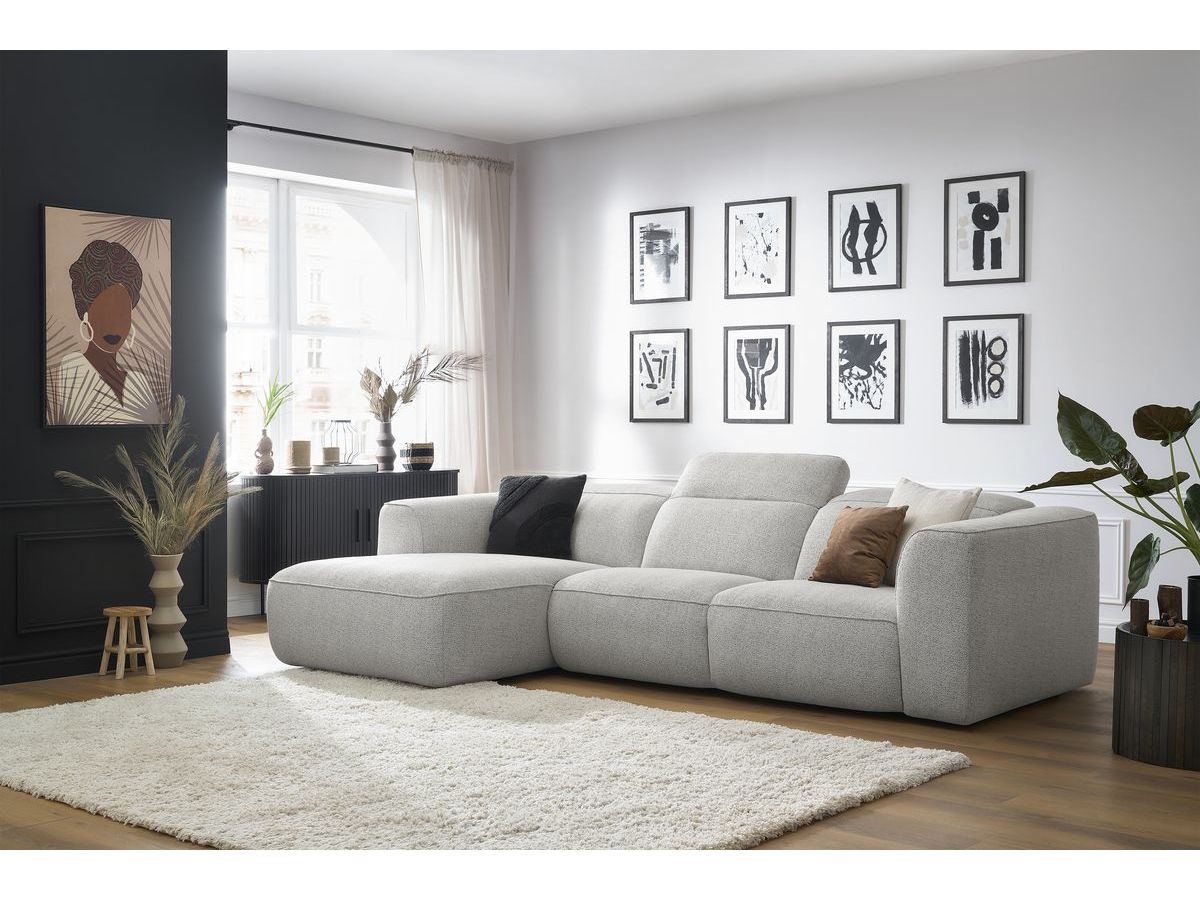 Bobochic William Ecksofa Melange-Stoff Weiß Ecke links