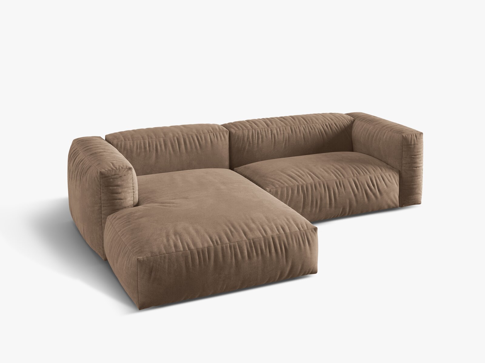 Micadoni Ecksofa Martina 2-Sitzer Links Samt Vogue Dunkelbeige
