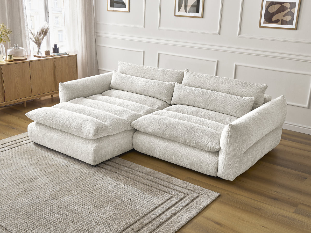 Bobochic Neil Ecksofa Strukturstoff Weiß Ecke links