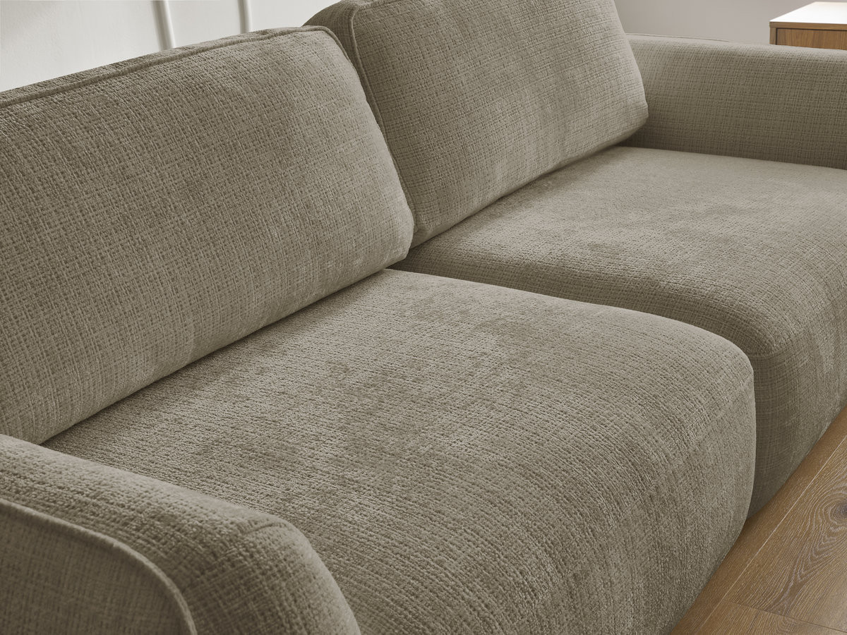 Bobochic Denise Schlafsofa 3-Sitzer mit Bettkasten Strukturstoff Taupe