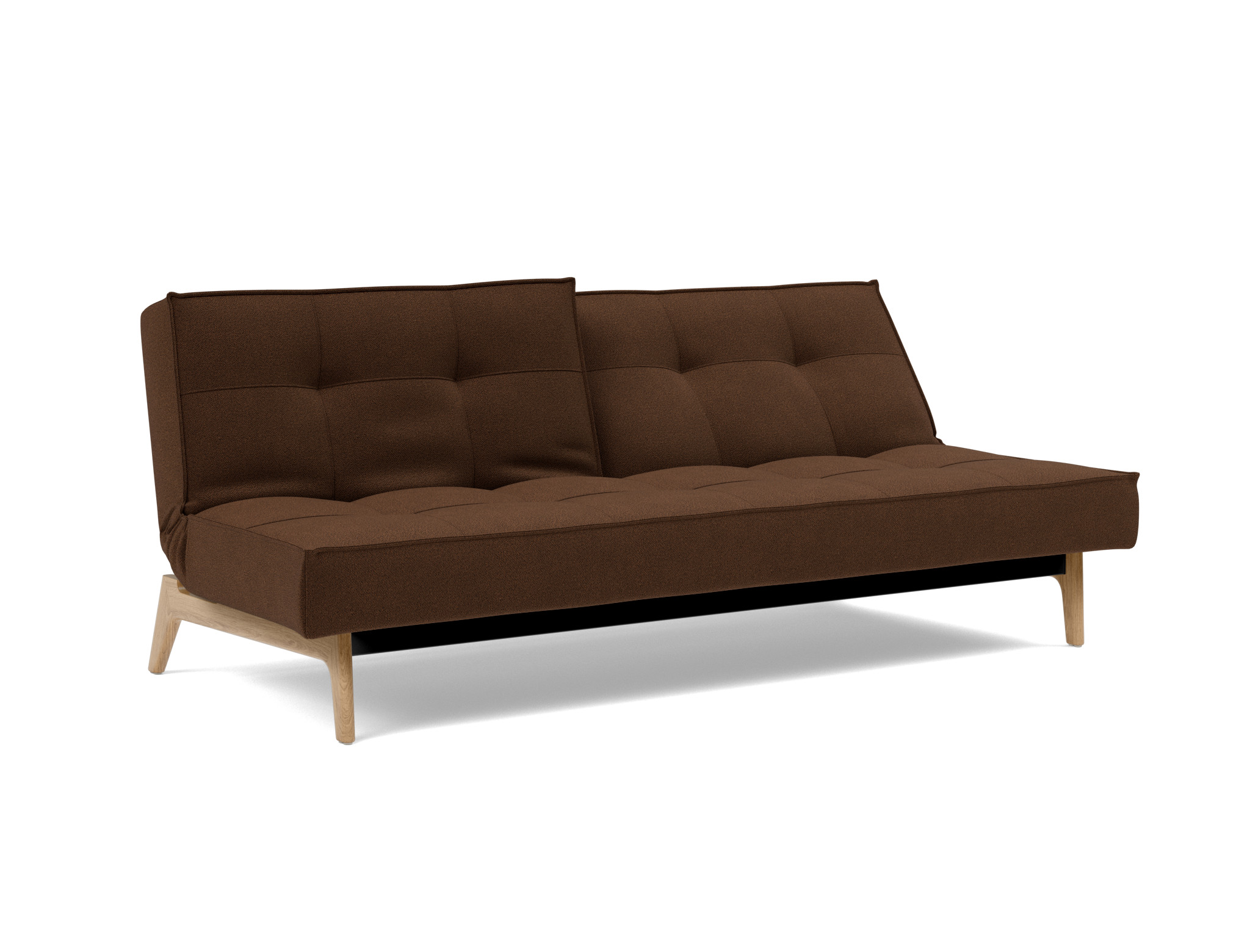 Schlafsofa Splitback Strukturierter Stoff Taura 359-Cappuccino Beine Eiche