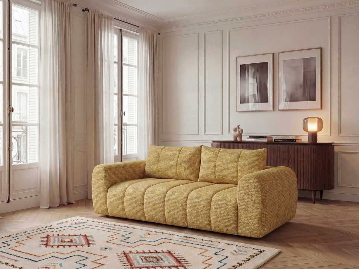 Bobochic Nesty Sofa 3-Sitzer Melange-Stoff Gelb