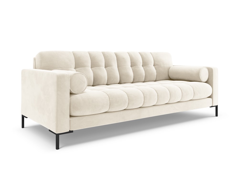 Cosmopolitan Design Sofa Bali 3-Sitzer Samt Bluvel Helles Beige Beine Schwarzes Metall