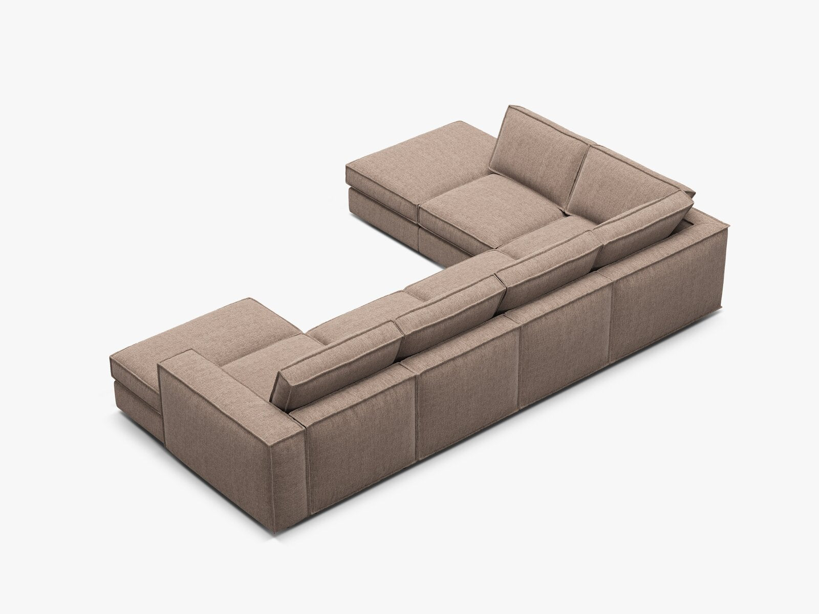 Micadoni modulares Panorama Ecksofa Pola 5-Sitzer Links Strukturierter Stoff Babel Hellbraun
