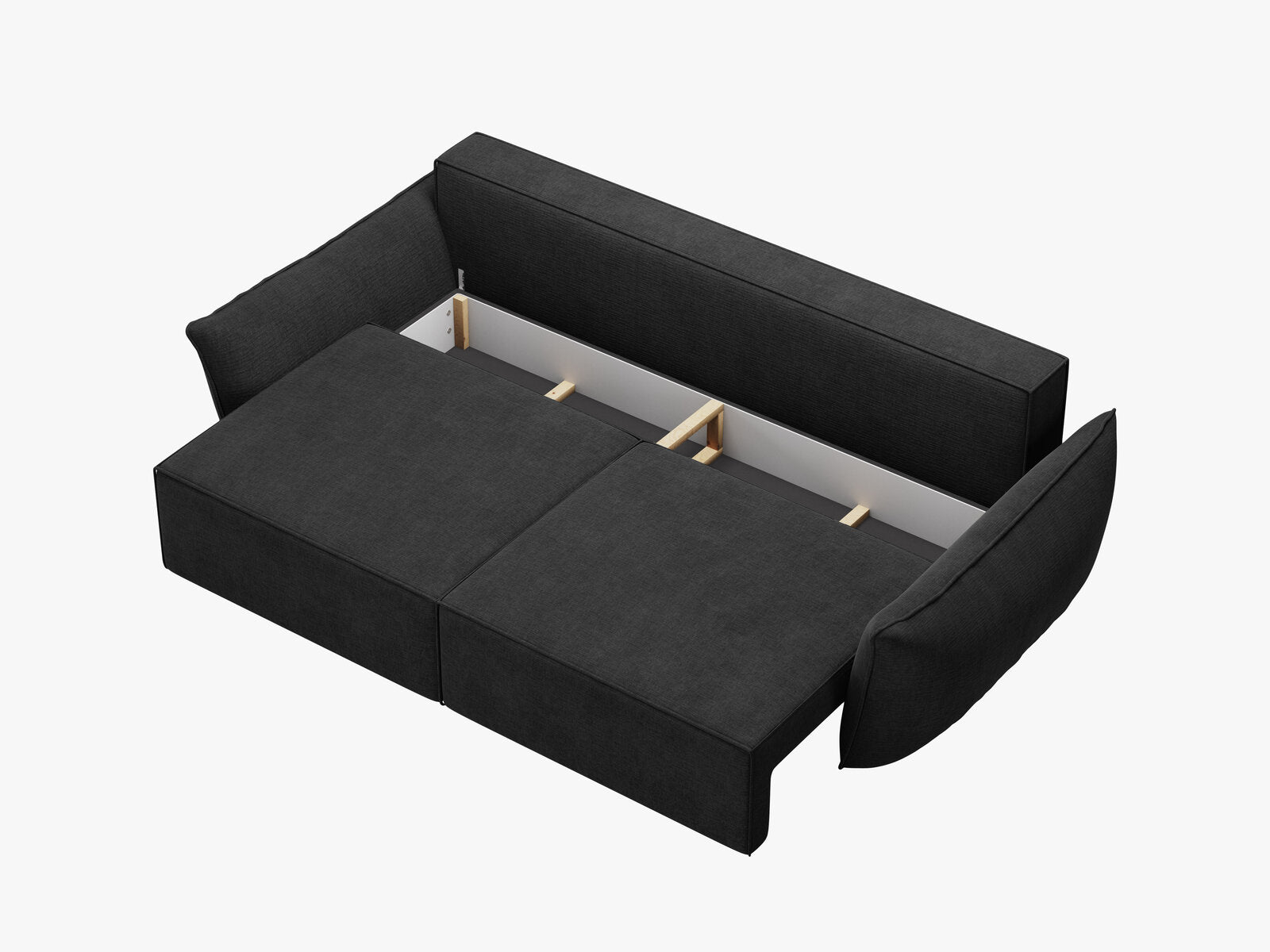 Micadoni Kaelle Schlafsofa 3-Sitzer mit Bettkasten Chenille Over The Horizon Schwarz