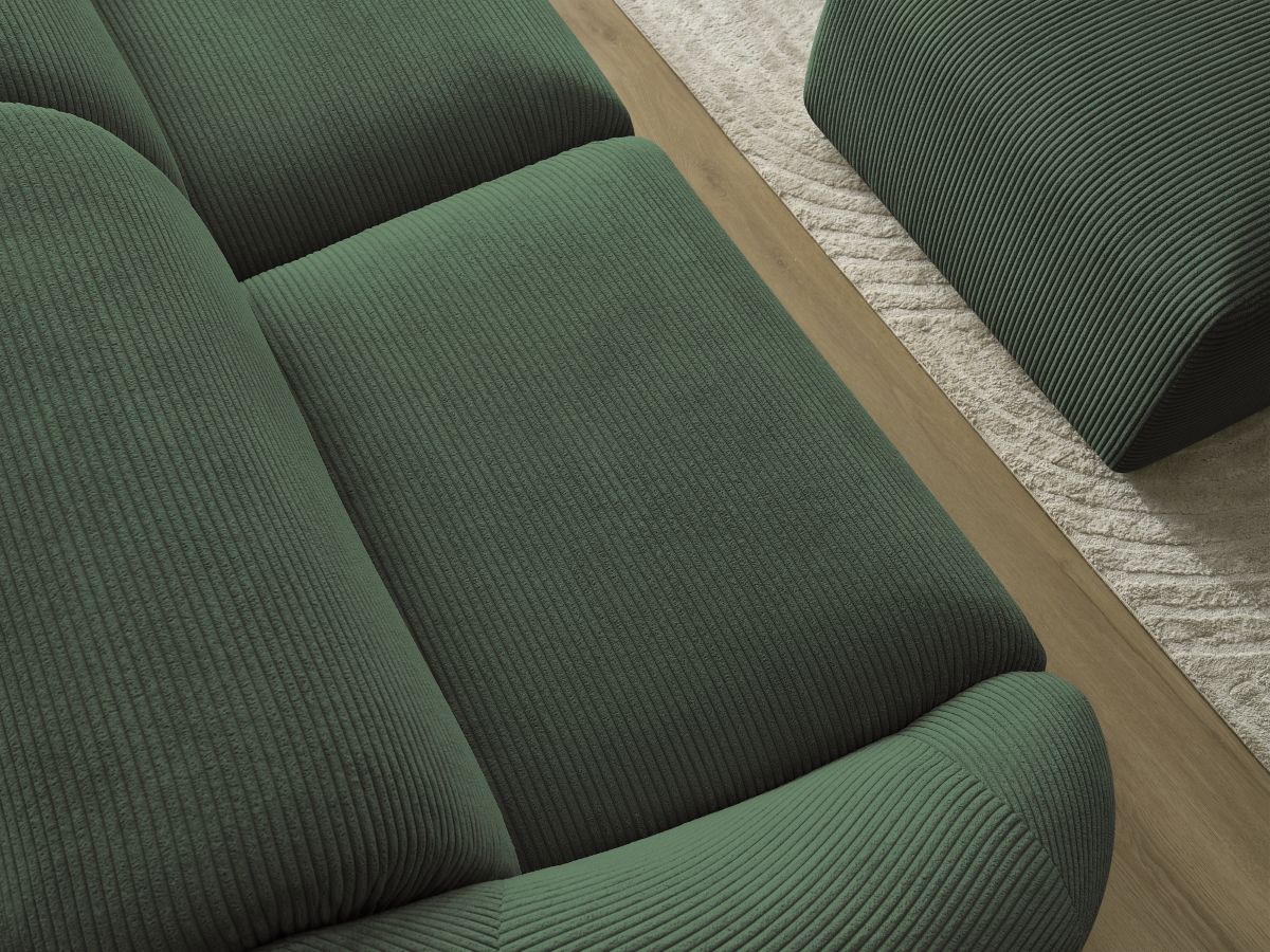 Bobochic Tina Sofa 4-Sitzer mit Pouf Cordsamt Grün