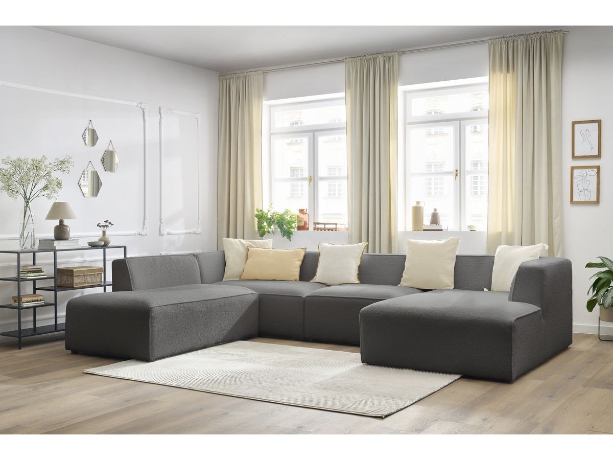 Bobochic Megeve Wohnlandschaft Bouclé-Stoff Dunkelgrau Ecke rechts