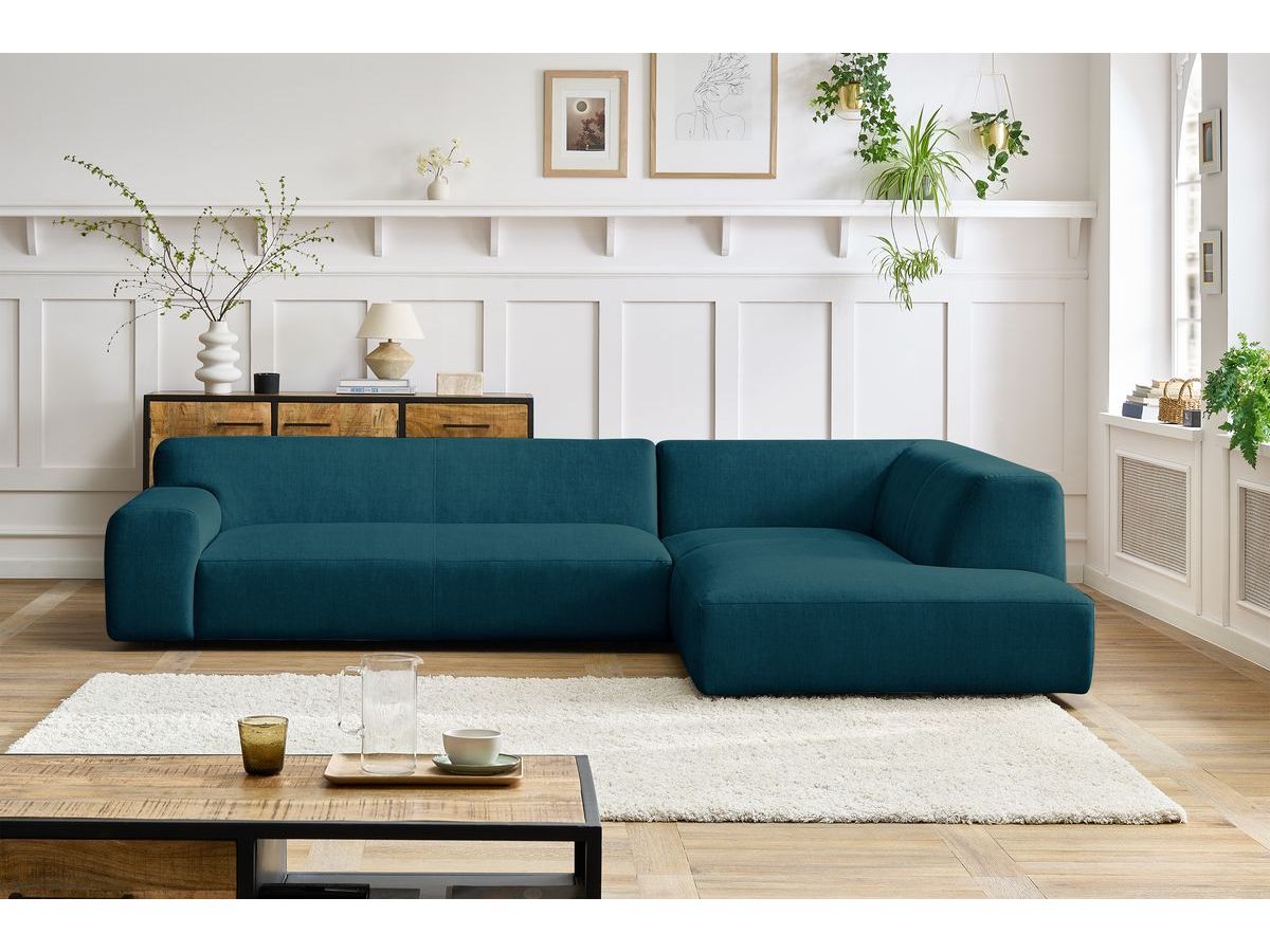Bobochic Lavena Ecksofa 312 × 220 cm Samt Dunkelblau Ecke rechts