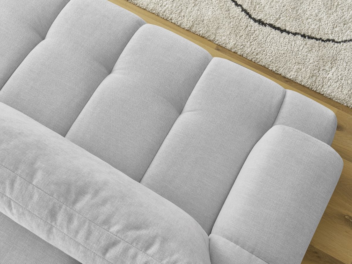 Bobochic Fuji Schlafsofa 3-Sitzer mit Bettkasten Stoff Hellgrau