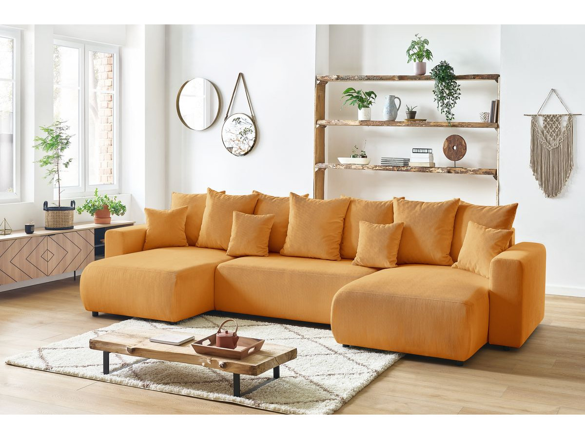 Bobochic Envy Wohnlandschaft mit Pouf Cordsamt Gelb