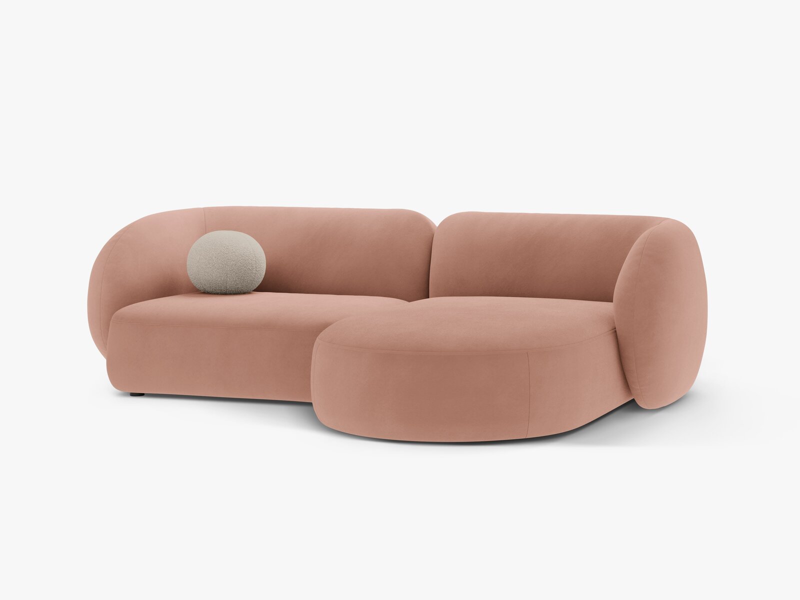Micadoni Ecksofa Kate 2-Sitzer Rechts Samt Rosa