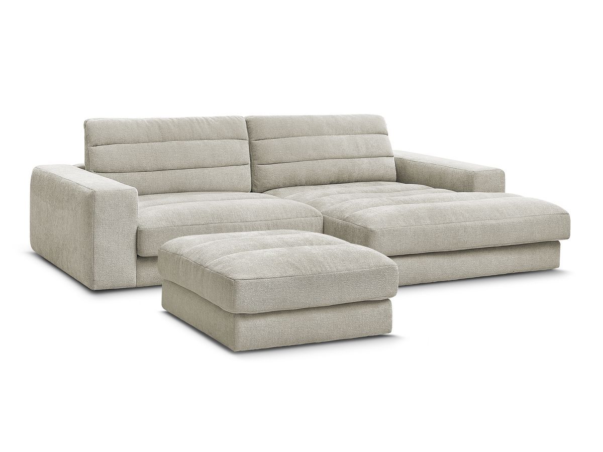 Bobochic Sierra Ecksofa mit Pouf Strukturstoff Taupe Ecke rechts