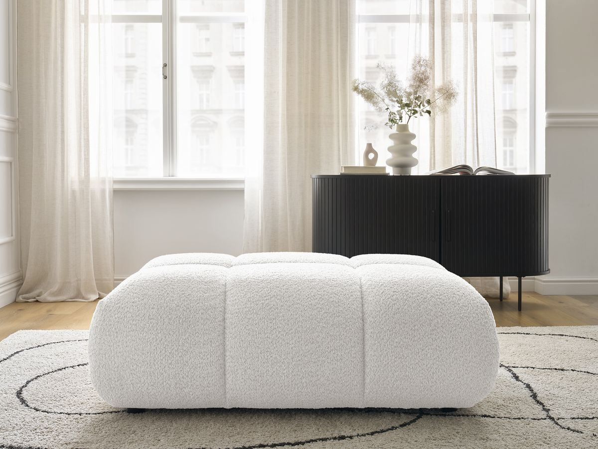 Bobochic Alya Pouf Bouclé-Stoff Weiß