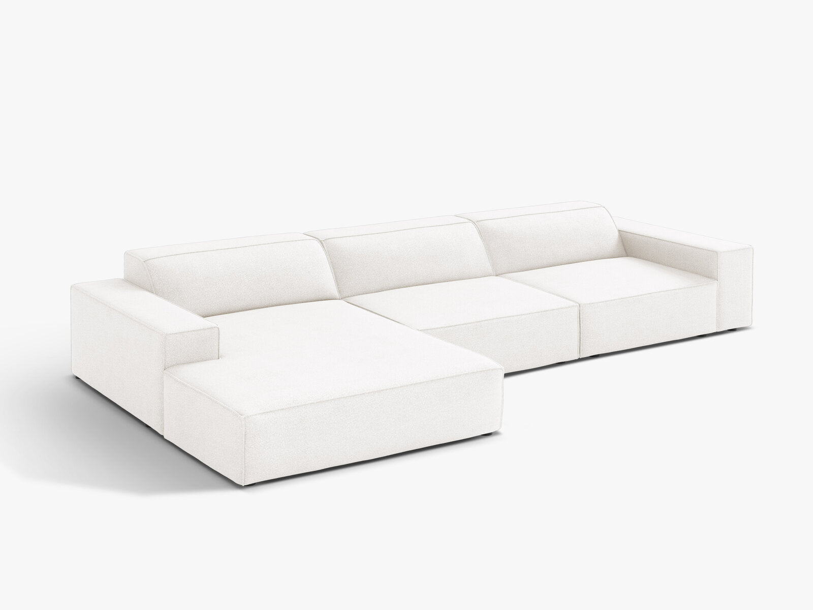 Micadoni Ecksofa Jodie 4-Sitzer Links Boucle Baloo Weiß