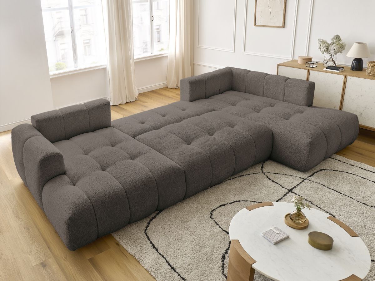 Bobochic Fuji Wohnlandschaft Bouclé-Stoff Braun Ecke links