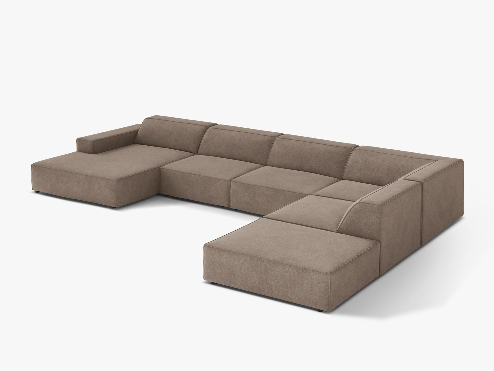 Micadoni Panorama-Ecksofa Jodie 7-Sitzer Rechts Strukturierter Stoff Liberty Cappuccino
