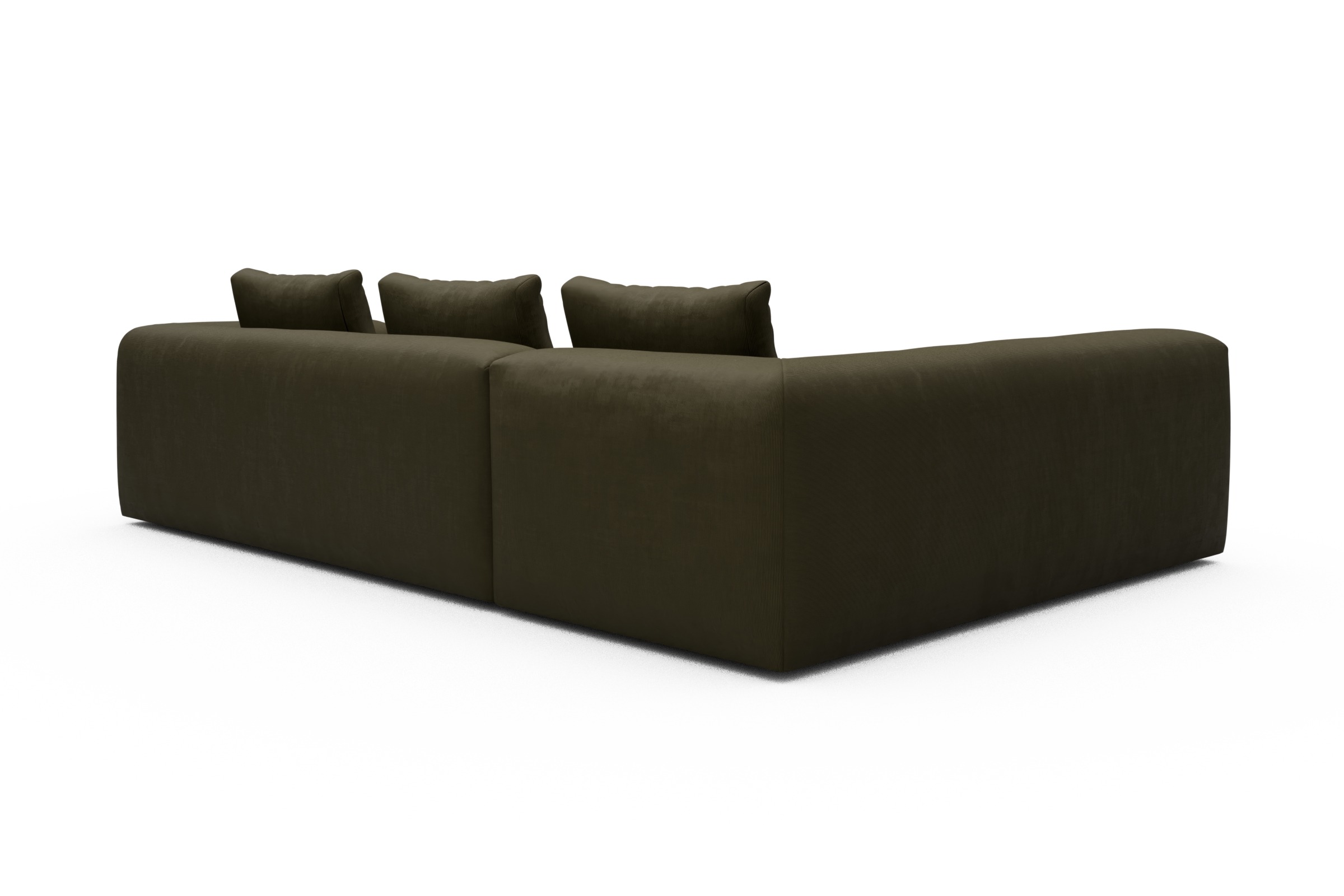 Ecksofa Fred 2x 2,5-Sitzer links offen Cordufine-Pine-Green