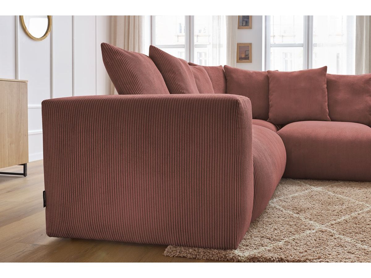 Bobochic Voltaire Ecksofa 268 × 214 cm Cordsamt Rosa Ecke rechts