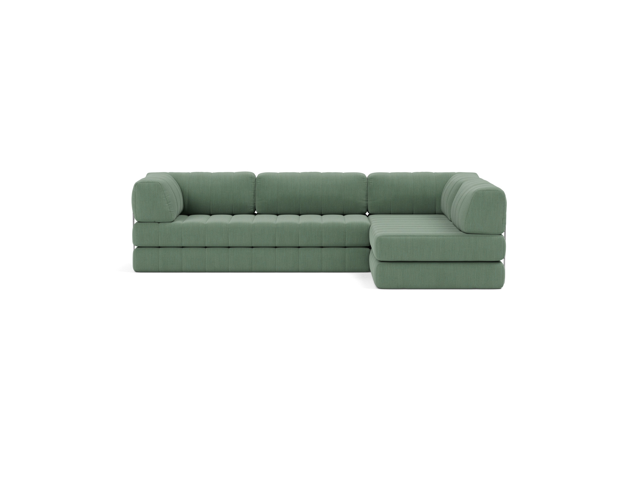 Eck-Schlafsofa CozyPad L-Form mit Armlehne Flachgewebe Elegance 518-Green