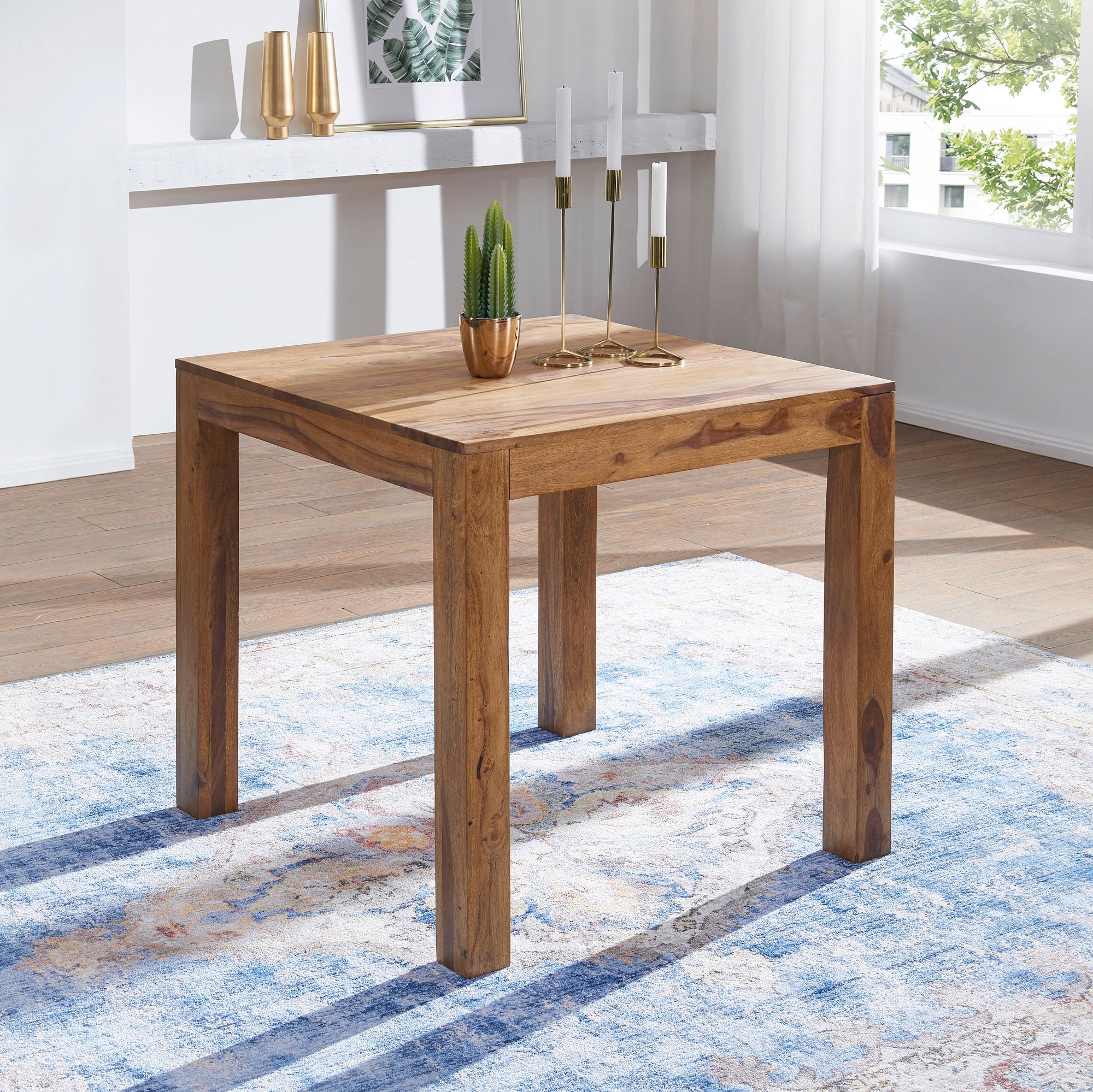 Esstisch Aalvik Massivholz Dunkelbraun 80 × 80 cm